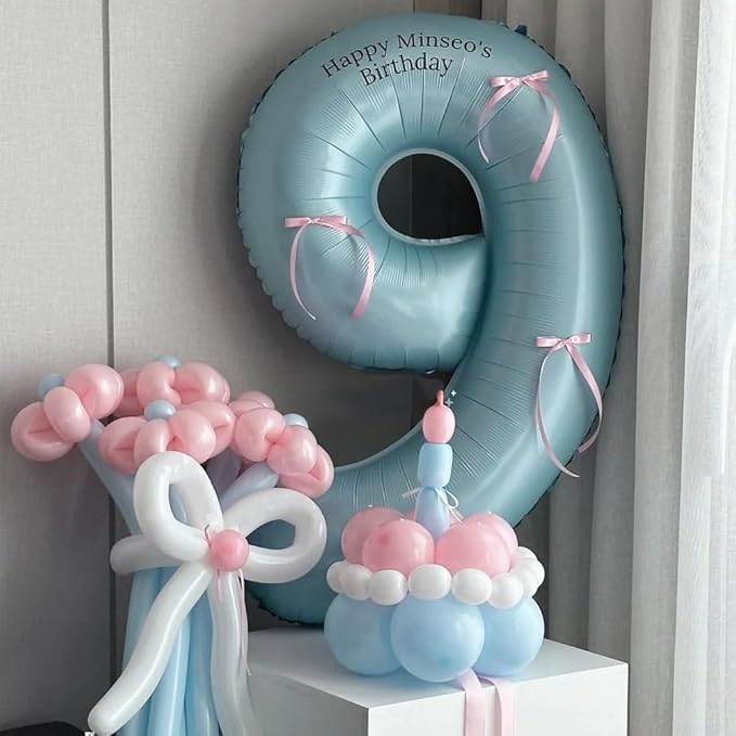 40 Inch Matte Blue 5 Number Balloons Light Blue Number 5 Foil Balloon Mylar Helium Balloon for Birthday Party Decoration Wedding Anniversary Supplies (Number 5)