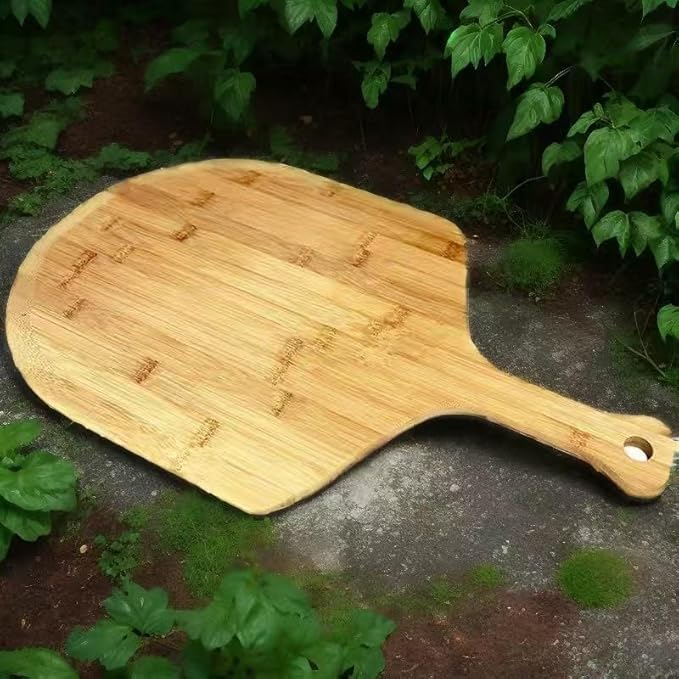 Bamboo Pizza Board 12inch Pizza Cutting Board Wood Pizza Peel Pizza Serving Board For Kitchen Charcuterie Board, Natural