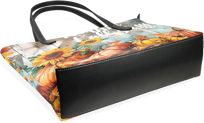 Harvest Pumpkins Fall Thanksgiving PU Leather Tote Bag for Women – Top Handle, Waterproof, Large Capacity Shoulder Bag for Travel Work Shopping