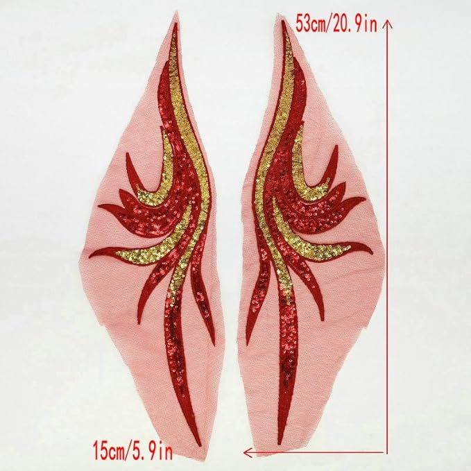 Sequin Embroidery Phoenix Tail Sticker Embroidery Cloth Sticker Stage Performance Costume Dress Decoration Accessories (red)