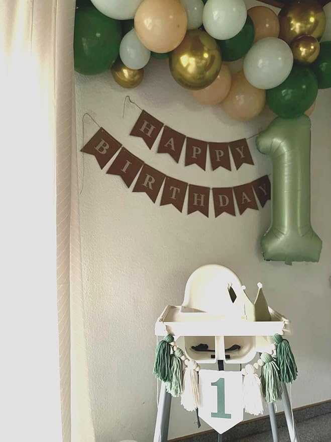 Sage Green Number 1 Balloon 40 inch, Number 1 Birthday Balloons for Boy Girl, Oliver Green Foil One Balloon for 1st 10 11 12 16 18 Birthday Party, Anniversary Celebration Numbers Decorations
