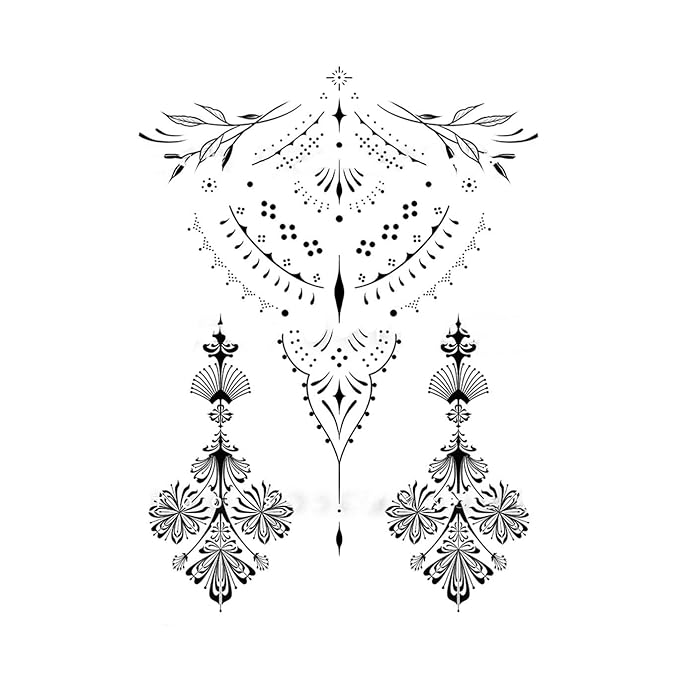 Temporary Floral Tattoos Adults for Women Temporary Neck Long Lasting Temp Realistic Fake Unique Tattoo Mandala Body flowers Sticker Women Real Looking Fake Tatoos (Temporary Tattoos Sticker 27)
