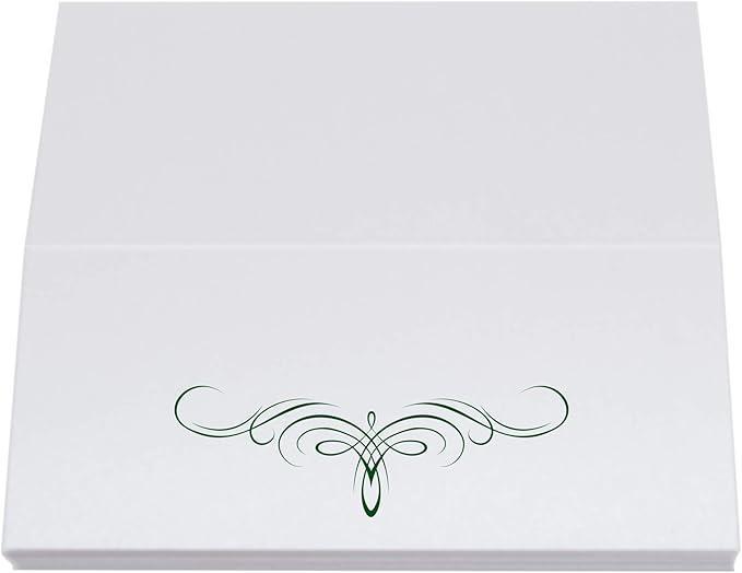 Decadent Flourish Place Cards, Hunter Green (Choose Color), Set of 150, Pre-cut and Scored - Wedding, Party, Dinner, and Special Events - Made in the USA