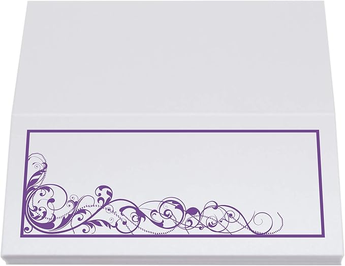 Scribble Vintage Swirl Place Cards, Purple (Choose Color), Set of 25, Pre-cut and Scored - Wedding, Party, Dinner, and Special Events - Made in the USA