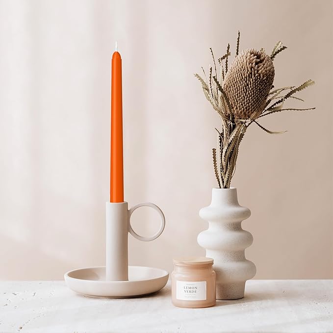 4 Pack Orange Taper Candles - Taper Candles 10 Inch Dripless, Smokeless & Unscented - 8 Hours Long Burning - Ideal for Weddings, Dinner Parties, and Home Decor
