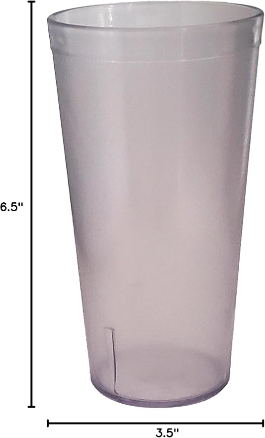 Party Outlaw Clear Plastic Cup Tumblers 6 Pc 20oz Lightweight, Heavy Duty Stackable Cafe Style Plastic Glasses. Reusable & Dishwasher Safe Ice Tea & Water Cups
