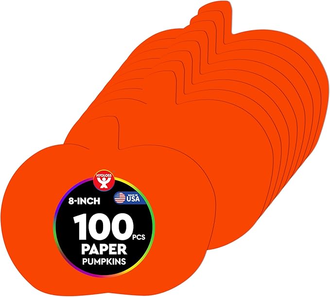 Hygloss Pumpkin Bright Cut Outs Products Shape Paper Arts & Crafts-Many Creative Uses-Fall-Themed Activities-Orange-8 Inches-100 Pcs
