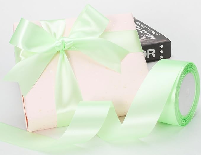 ATRBB 25 Yards 1-1/2 inch Wide Satin Ribbon Perfect for Wedding,Handmade Bows and Gift Wrapping(Pale Green)