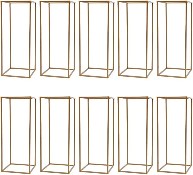 10 Pack 23.6-Inch Gold Flower Stand for Centerpieces,Metal Vase Column Stand, Geometric Centerpiece Vase for Wedding & Party Centerpieces