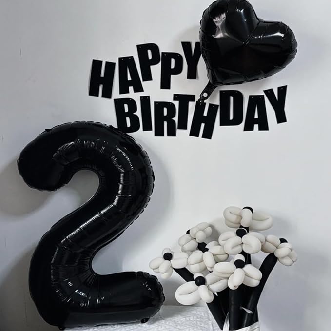 40 inch Black 2 Number Balloon Giant Foil Helium Balloons Black Large Digital Balloon 2 Number 2 Balloons for 2nd Birthday Party Decorations Anniversary Events Decoration Supplies
