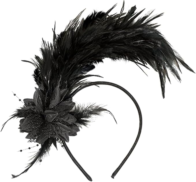 Feathers Fascinator Headband 1920s Queen Headpiece Fascinators Hats for Women Tea Party Flower Headpiece