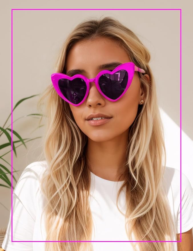 8 Pack Heart Sunglasses Vintage Cat Eye Heart Glasses Retro Bachelorette Bride Sunglasses Bulk for Women