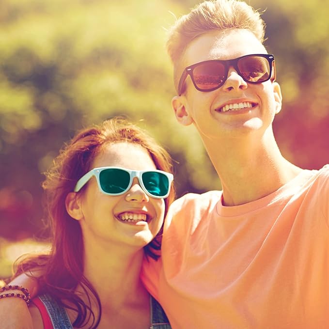 12/24 Pack Wholesale Retro Neon Colors Party Favor Supplies Unisex Sunglasses Bulk for Adults Teens, UV400 Protection