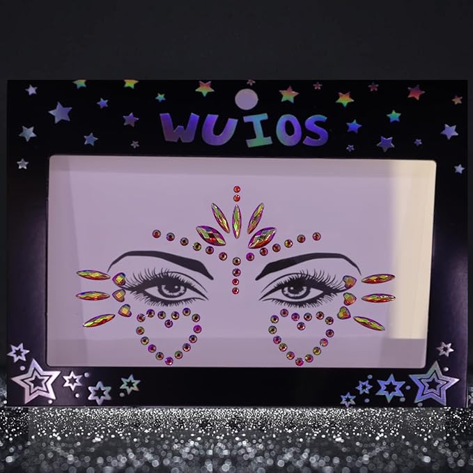 Mermaid Face Gems Stick Jewels for Women Cosplay Mermaid Halloween Club Eye Face Gems Stickers on Rave Party Gift for Kids Eye Face Jewels Temporary Tattoos Festival (Heart)