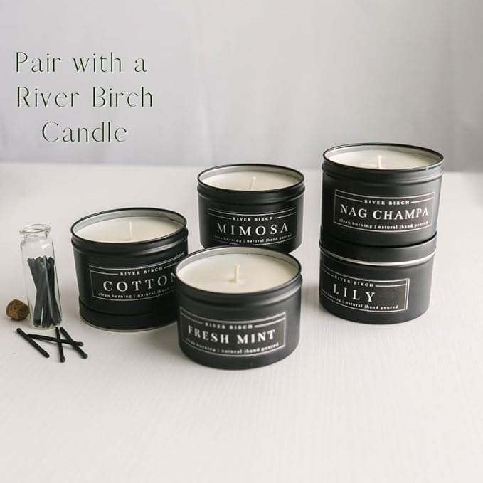 River Birch Decorative Matches in a Bottle with Striker - Cute & Colored Matches - 3 Bottles, Fall Leaves Tip, 60 Matches