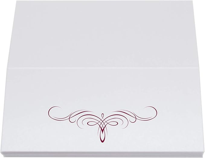 Decadent Flourish Place Cards, Burgundy (Choose Color), Set of 150, Pre-cut and Scored - Wedding, Party, Dinner, and Special Events - Made in the USA