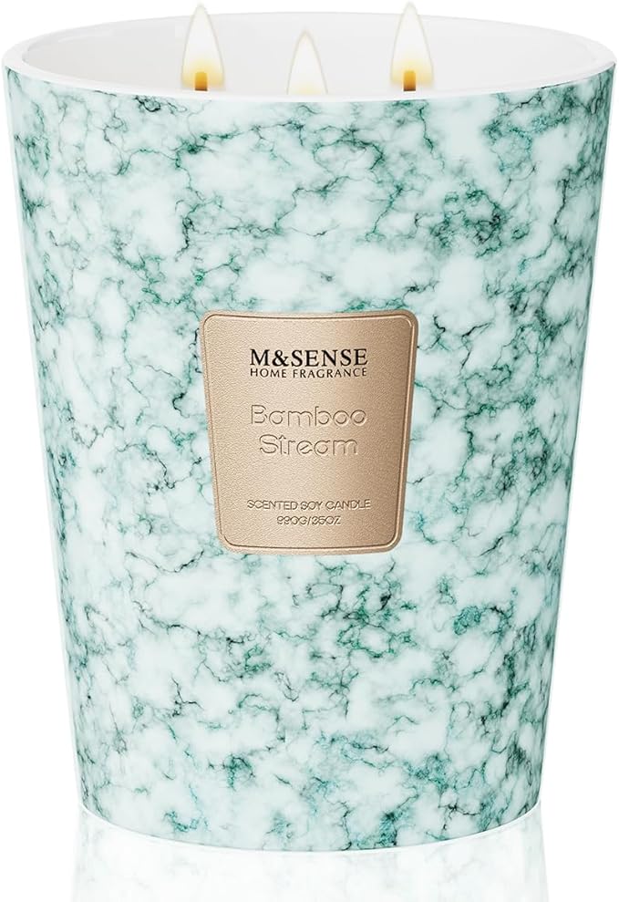 M&SENSE Extra Large Candle 35oz 150H BambooStream Scented, 3 Wick Highly Scented Jar Candle, XL Large Christmas Gift Candle for Women, Long Lasting Burning for Holiday, Thanksgiving, Christmas