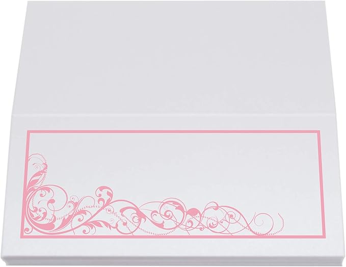 Scribble Vintage Swirl Place Cards, Pink (Choose Color), Set of 150, Pre-cut and Scored - Wedding, Party, Dinner, and Special Events - Made in the USA