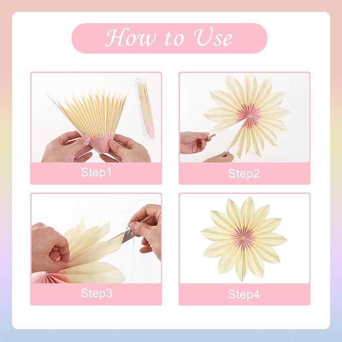 Homarkable 9 PCS Pastel Paper Flower Decorations,Yellow,Pink and Purple Pastel Party Decorations,Sunflower Folding Paper Fans,Classroom Decoration Paper Floral Backdrop Decor Paper Fans Decoration