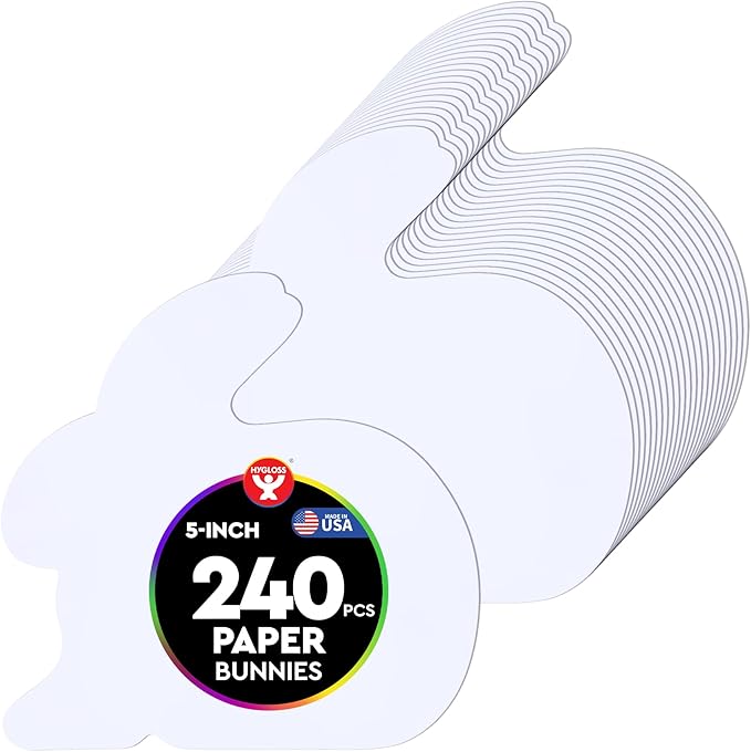 Hygloss Bunny Shape Paper Cut-Outs for Arts & Crafts-Many Creative Uses-Easter Activities-White-5 Inches- 240 Pcs