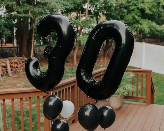 40 inch Black 0 Number Balloon Giant Foil Helium Balloons Black Large Digital Balloon 0 Number 0 Balloons for 0th Birthday Party Decorations Anniversary Events Decoration Supplies