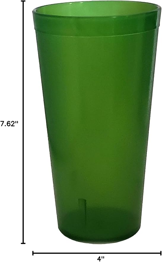 Party Outlaw Green Plastic Cup Tumblers 6 Pc 32oz Lightweight, Heavy Duty Stackable Cafe Style Plastic Glasses. Reusable & Dishwasher Safe Ice Tea & Water Cupsafe Ice Tea & Water Cups
