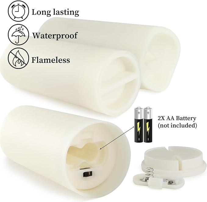 Set of 72 Flameless Led Battery Opeated (D2.2'' x H4''5''6'') Waterproof Outdoor Indoor Candles with 10-Key Remotes and Cycling 24 Hours Timer