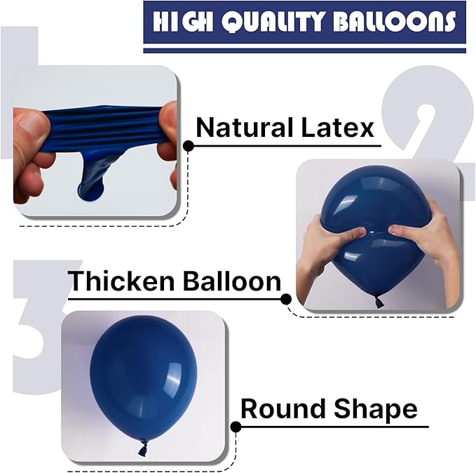 PartyWoo Navy Blue Balloons, 85 pcs Pearl Navy Blue Balloons Different Sizes Pack of 18 Inch 12 Inch 10 Inch 5 Inch Navy Balloons for Balloon Garland or Balloon Arch as Party Decorations, Blue-Z90