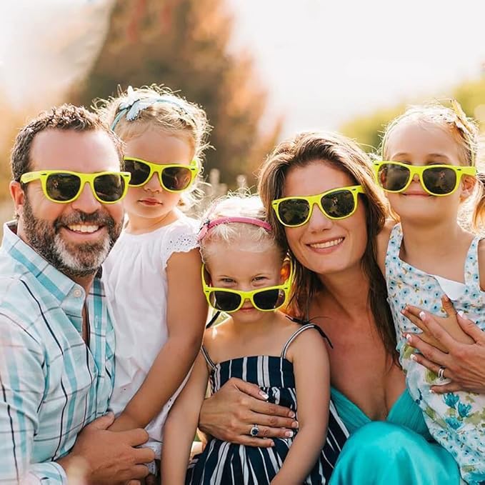 12 Pack Neon Colors Sunglasses Classic Retro Party Favors Sunglasses for Unisex Adult
