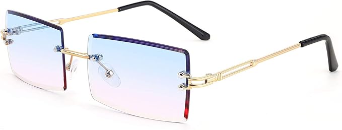 FEISEDY Vintage Rimless Sunglasses Rectangle Frameless Candy Color Glasses Women Men B2642