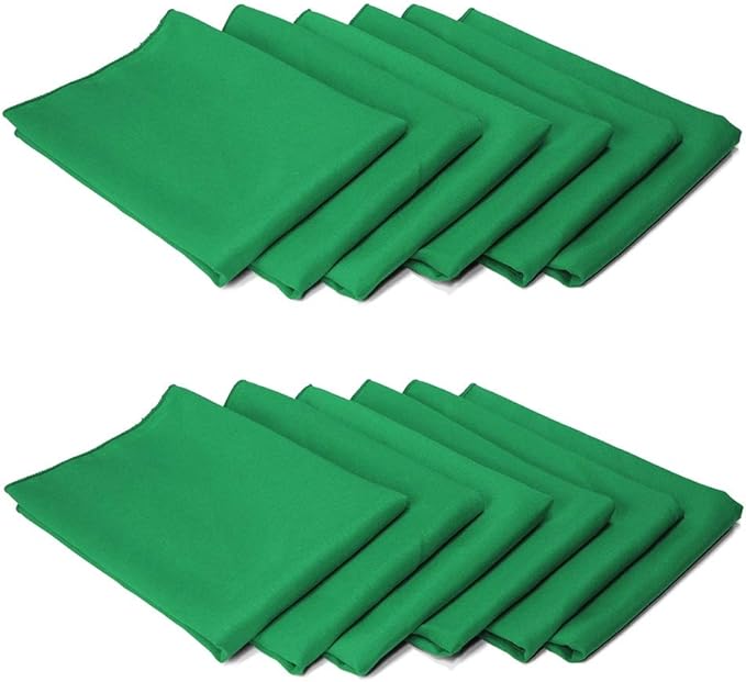 TableLinensforLess 17"x17" Polyester Cloth Napkins, Set of 12 (Emerald Green) | Easy-Care, No-Iron Finish, Superior Color Retention, Machine Washable