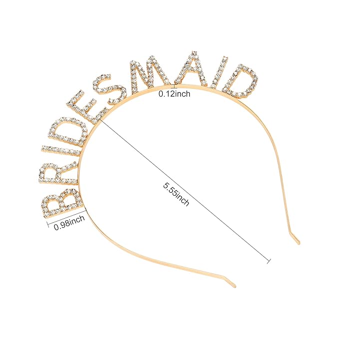 Gold Bridesmaid Headband Bachelorette Party Decorations Rhinestone Bridesmaid Headbands for Bridal Shower, Bachelorette Party, Wedding