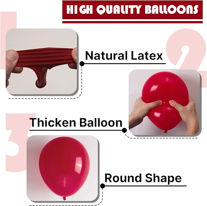PartyWoo Maroon Balloons 100 pcs 12 Inch Burgundy Ruby Red Dark Red Latex Helium Balloons for Graduation Birthday Valentine's Day Thanksgiving Wedding Anniversary Party Decorations Red-Y75