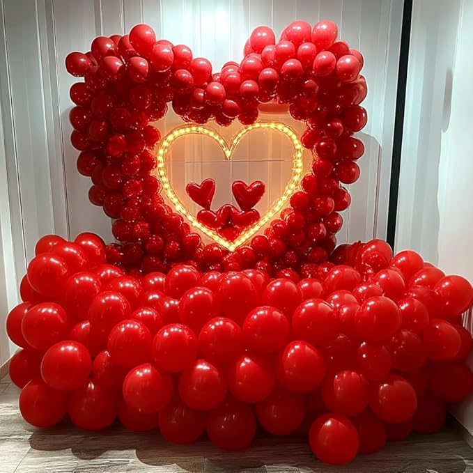 Bezente Pro Duralatex Red Balloons - 3.2g Premium 100 Pack 12 inch Red Balloons for Long-Lasting Professional Party Decorations, Large Wedding Anniversary Birthday Valentine’s Day