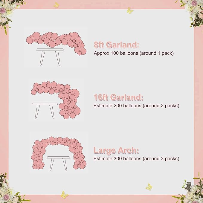 Dusty Pink Balloon Arch Kit 126 Pcs Retro Blush Pink and Metallic Rose Gold Balloon Arch Garland Kit for Wedding Birthday Baby Shower Gender Reveal Bridal Decorations