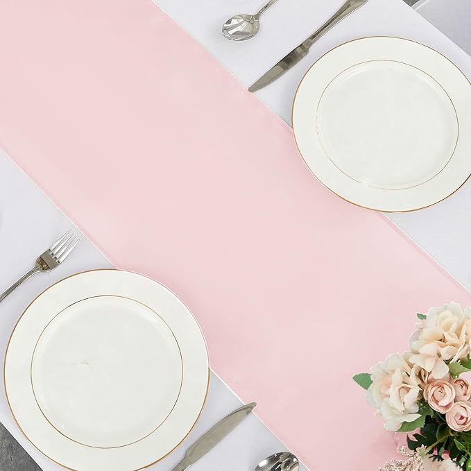 10 Pack Satin Table Runner 12 x 108 Inch Long,Satin Silk Table Runner for Wedding,Birthday Party and Banquet Decoration,Rose Gold