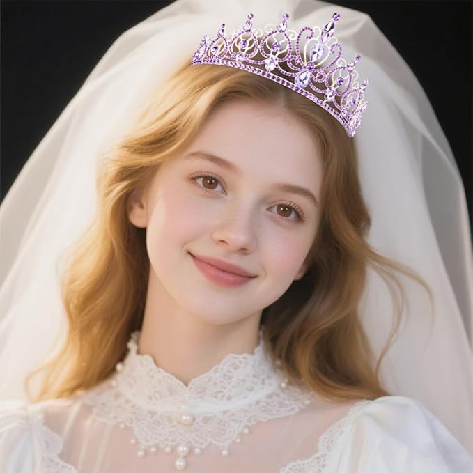 TODDER Purple Tiara for Women Girls Rhinestone Princess Queen Crowns Crystal Headband for Girls Wedding Hair Accessories for Bridal Birthday Party Prom Halloween Cosplay Holidays
