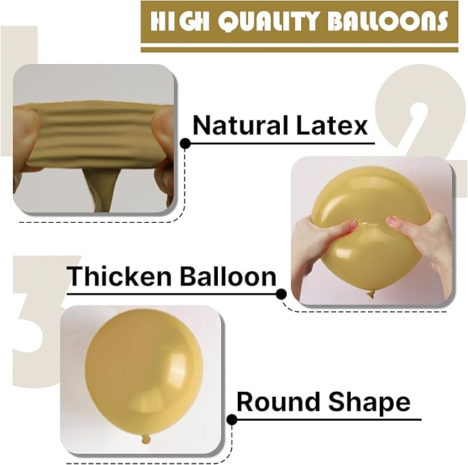 PartyWoo Tan Balloons 100 pcs 12 Inch Light Brown Neutral Boho Coffee Latex Helium Balloons for Wedding Baby Shower Gender Reveal Graduation Safari Woodland Birthday Party Decorations Tan-F19