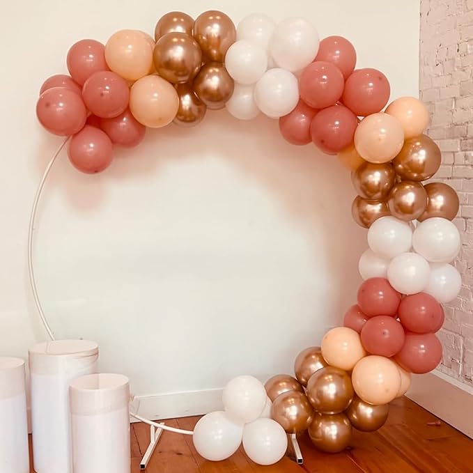 Retro Pink Beige Balloons Set, 12 Inch Dusty Pink Balloons Pink Gold Party Balloons Dark Gold Latex Balloons Boho Style Blush Pink Sand White Balloon for Baby Shower Girl Birthday Bridal Supplies