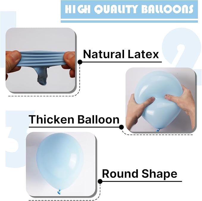 PartyWoo Baby Blue Balloons 100 pcs 12 Inch Blue Balloons Light for Pastel Blue Birthday Graduation Boys Baby Shower Gender Reveal Children's Day Weddings Party Decorations Blue-Q13
