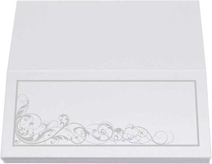 Scribble Vintage Swirl Place Cards, Silver (Choose Color), Set of 25, Pre-cut and Scored - Wedding, Party, Dinner, and Special Events - Made in the USA