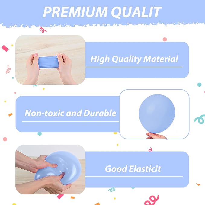 Pastel Balloons, 50pcs Pink Blue Yellow Balloons, Matte White Macaron Yellow Pink and Blue Balloon for Boy Girl Birthday Rainbow Party Baby Shower Bridal Shower Wedding Easter Decorations