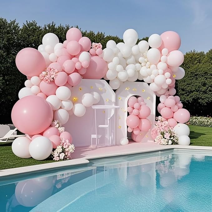 White Balloons 145pcs Different Sizes 5in 10in 12in 18in White Latex Balloon Helium Arch Kit Garland for Graduation Wedding Baby Shower Birthday Party Decoration