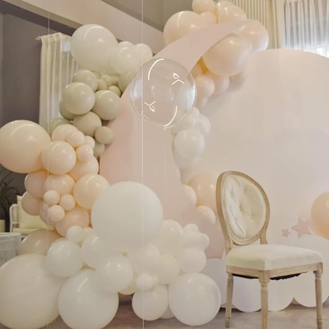 90pack Ivory Balloons Different Size 18/12/10/5 Inch Ivory White Balloon Garland Arch Kit for Graduation, Wedding, Birthday, Princess Theme, Baby Shower, Anniversary Party Decorations