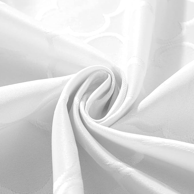 SASTYBALE Jacquard Tablecloth Damask Pattern Table Cloth Spillproof Wrinkle Resistant Oil Proof Polyester Table Cover for Indoor and Outdoor Use (Rectangle/Oblong, 60" x 84" (6-8 Seats), White)