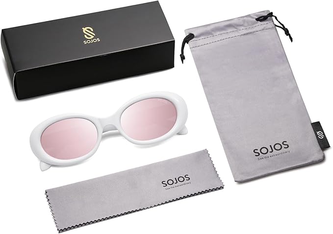 SOJOS Small Retro Oval Polarized Sunglasses for Women Men 90s Vintage UV400 Protection Tiny Sun Glasses SJ2286