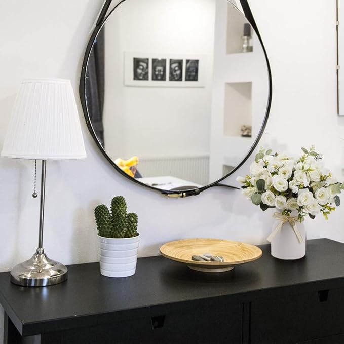 LESING Artificial Silk Rose with Vase Fake Flowers Wedding Flowers Bouquets Arrangement Home Office Party Centerpiece Table Decoration (White)