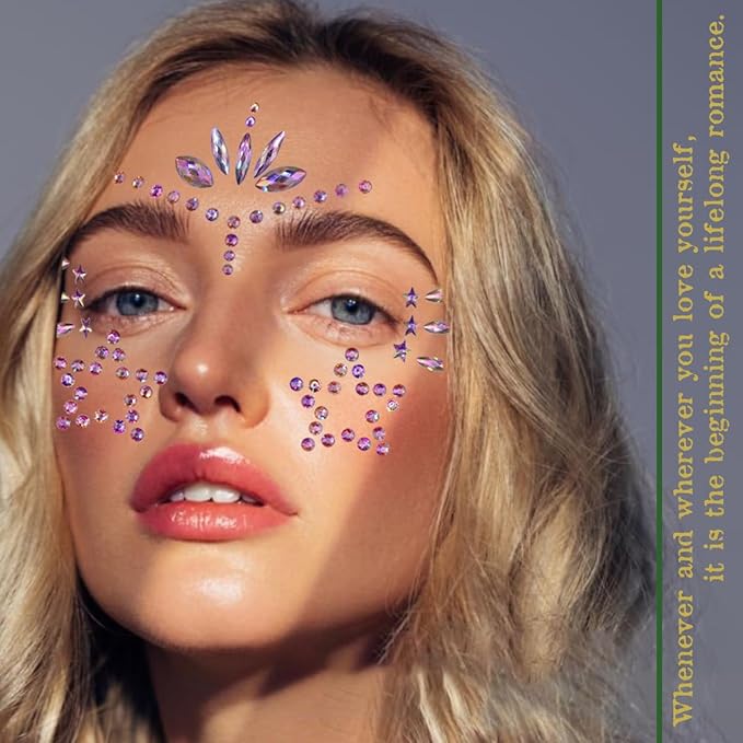 Mermaid Face Gems Stick Jewels for Women Cosplay Mermaid Halloween Club Eye Face Gems Stickers on Rave Party Gift for Kids Eye Face Jewels Temporary Tattoos Festival (Stars)