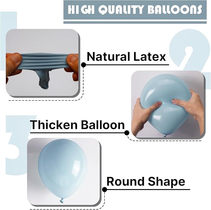 PartyWoo Dusty Blue Balloons 100 pcs 12 inch Light Blue Aqua Balloons for Graduation Wedding Baby Shower Gender Reveal Anniversary Graduation Birthday Party Decorations Blue-F28