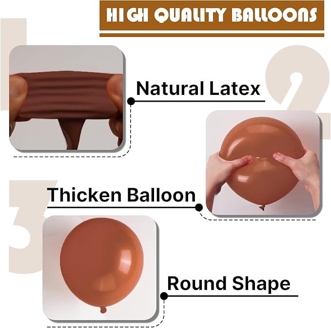 PartyWoo Brown Balloons 50 pcs 12 Inch Dark Brown Boho Neutral Coffee Latex Helium Balloons for Wedding Baby Shower Gender Reveal Graduation Safari Woodland Birthday Party Decorations Brown-F08